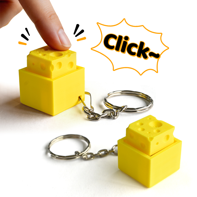 Electronics Latest Gadgets - 3D プリントチーズキーフィジェットクリッカーキーホルダーミニキーボードキーキャップストレスリリーフ感覚玩具バックパックペンダントギフト抗不安
