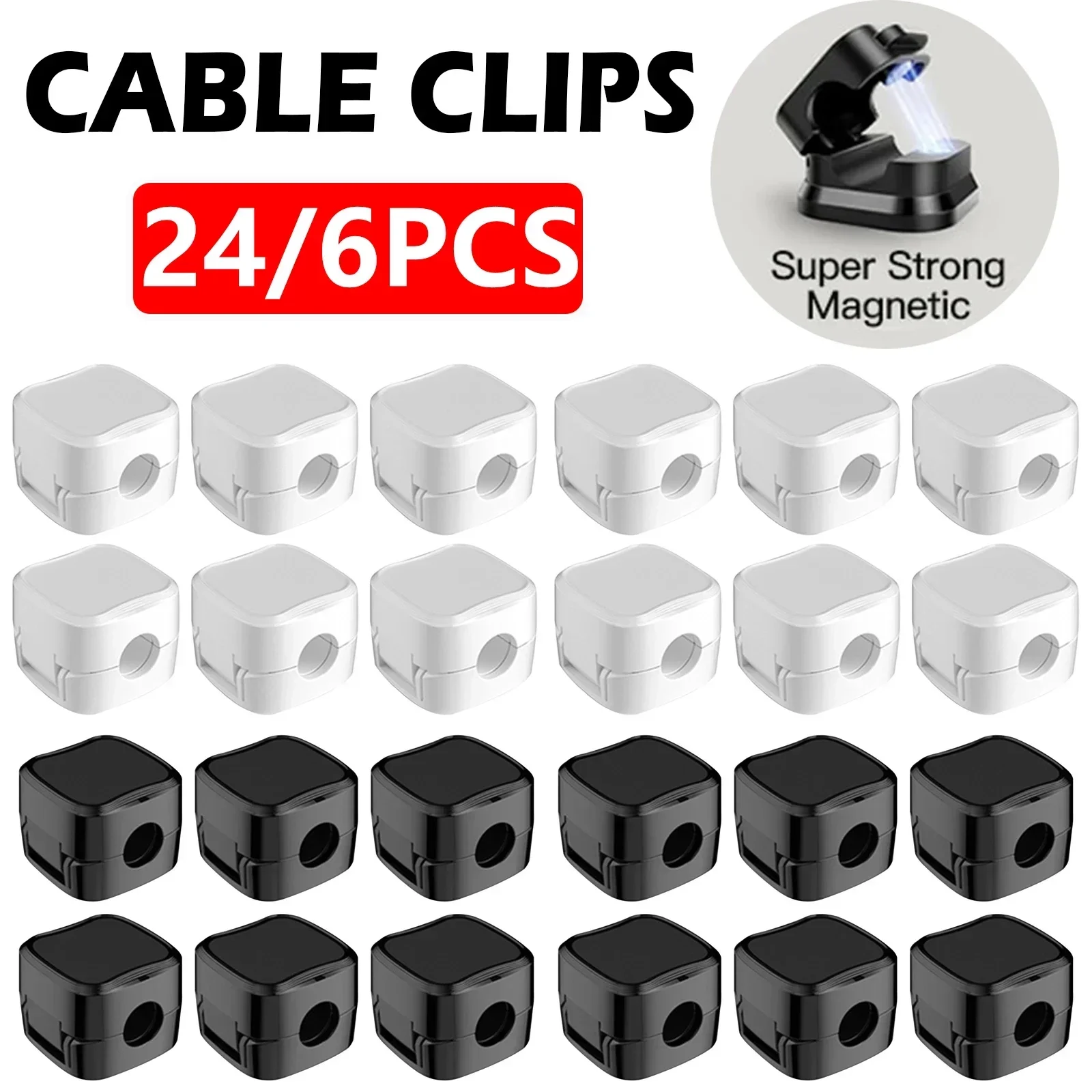 Magnetic Charging Cable - 6/12/24 個磁気ケーブルオーガナイザークリップケーブル管理ワイヤーマネージャーコードホルダー充電ケーブルワインダー壁掛けフック