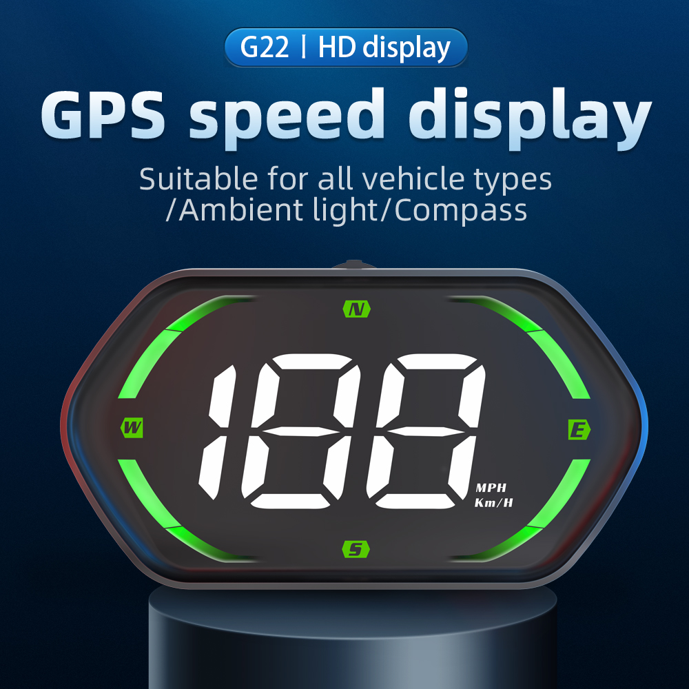 Electronics Gadgets For Gift - G22 車用HUDヘッドアップディスプレイ、GPSデジタルスピードメーター、コンパス、速度超過警告フラッシュ、自動周囲光感度調整、KM/H MPH切り替え可能、車、SUV、トラック、バイクに汎用、高品質車載電子機器、実用的なホリデーギフト