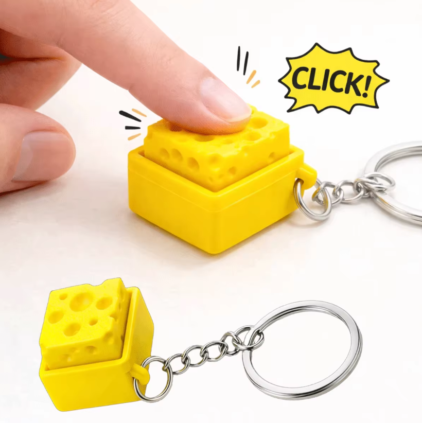 Electronics Latest Gadgets - 3Dプリントミニチーズキーボードクリッカーキーホルダーフィジェットボタンストレス解消キーリングおもちゃギフトキーホルダーアクセサリー