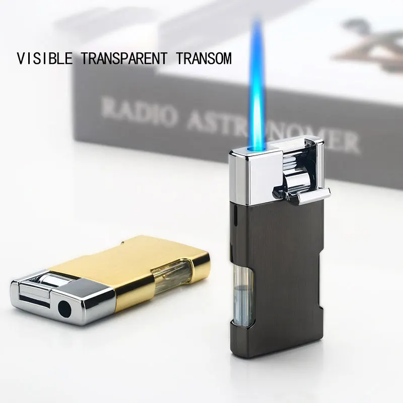 Electronics Gadgets Sale - 2022 真新しいファッションブルーフレームメタル珍しいブタンガスシガーライターミニ防風ライターガジェット男性ギフト