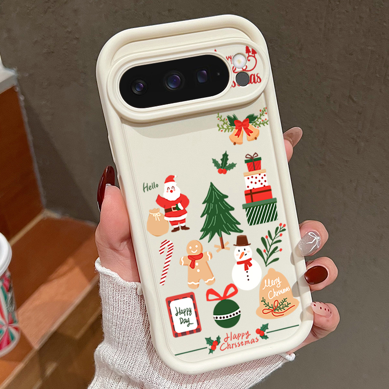 Google Pixel 8A - ハッピークリスマス柄 ソフトTPUスマホケース Google Pixel 8 Pro