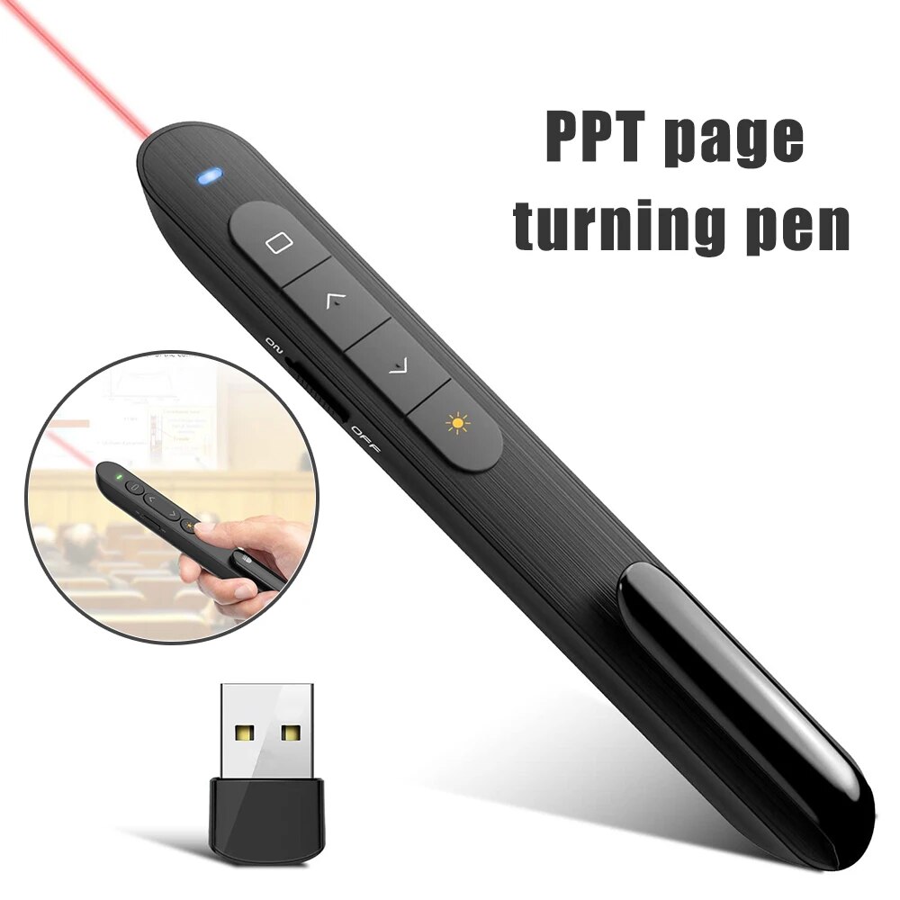 Laser Pointer Presenter - リモコン多機能フリップペン充電レーザーペン視力教育デモンストレーションビジネス PPT スピーチ赤色光
