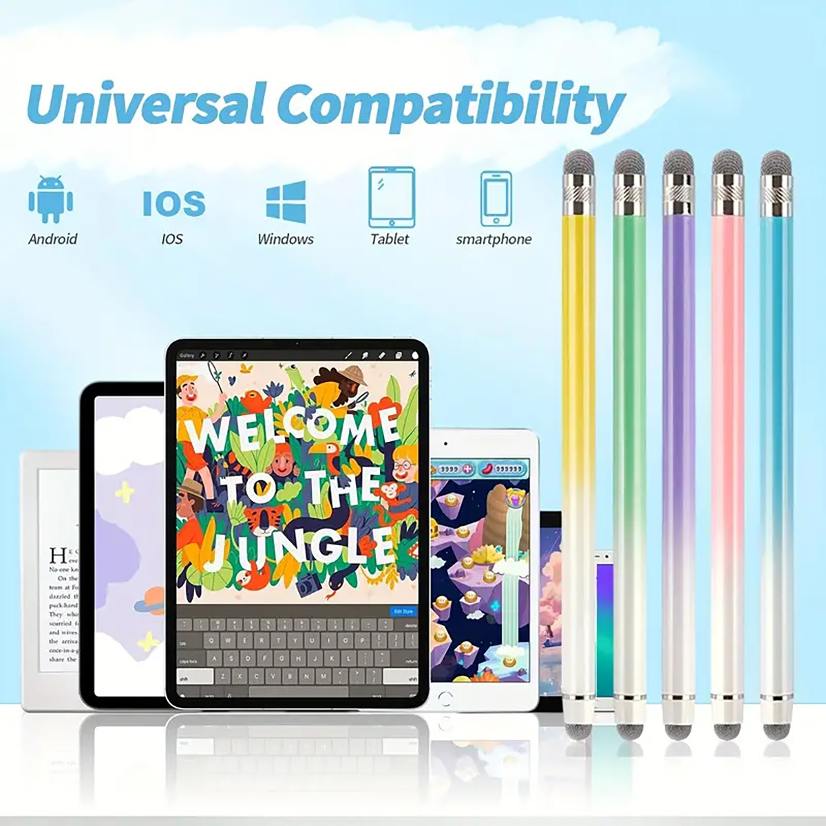 Smart Pen Digital - 1パック入りタッチペン、タブレットに最適、ユニバーサル静電容量式ペン先、市販の主要なApple/Android携帯電話およびタブレットに対応。