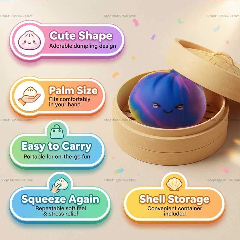 Electronics Latest Gadgets - 新しいレインボーおもちゃ、蒸し器ボックス付きスクイーズドウストレスボール、リアルな蒸しパン型スクイーズ玩具、フィジェット感覚不安解消用