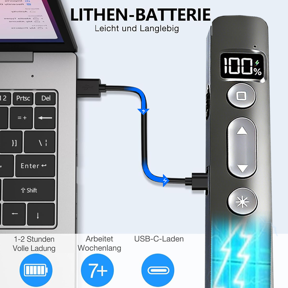 ワイヤレスプレゼンターリモコン、充電式USB A&Cプレゼン - Laser Pointer Presenter のレビューと価格