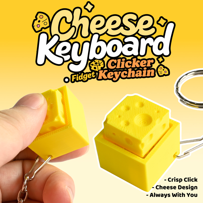 3D プリントチーズキーフィジェットクリッカーキーホルダーミ - Electronics Latest Gadgets のレビューと価格