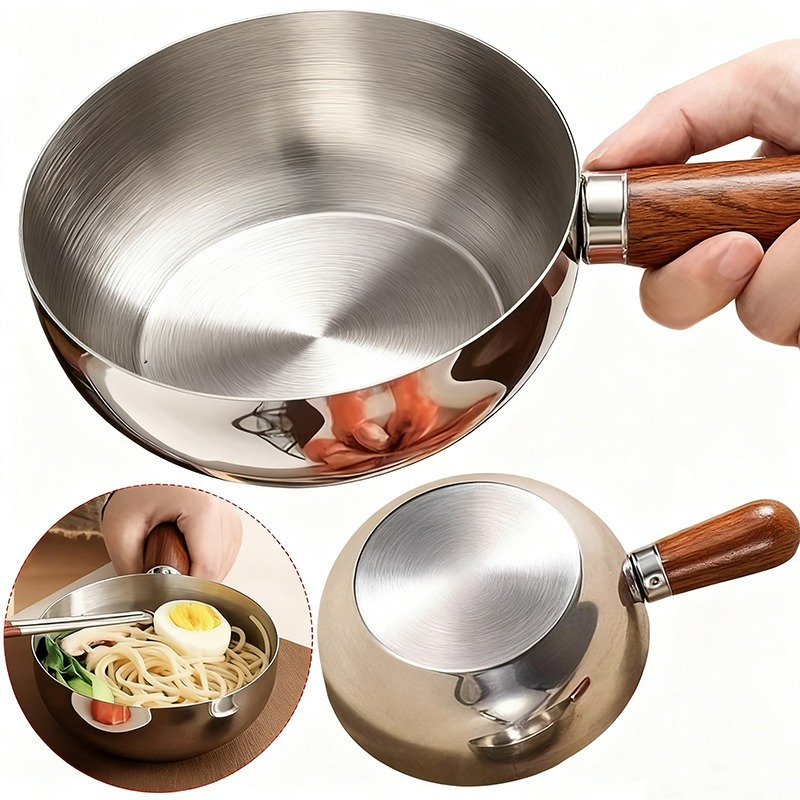 ステンレス製ソースパン ミルクパン くるみ材の木製ハンドル付 - Kitchen Electronics Gadgets のレビューと価格