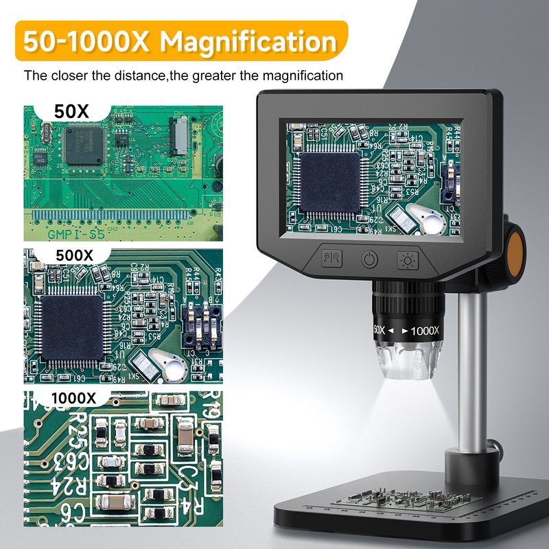 顕微鏡カメラ 4.3インチスクリーン 8LED デジタル 5 - Digital Magnifier Reading のレビューと価格
