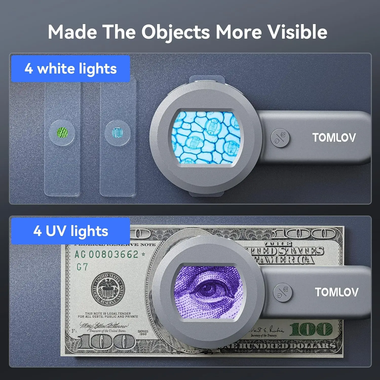 TOMLOV P10 キッズ顕微鏡 デジタルポータブル 10 - Digital Magnifier Reading のレビューと価格