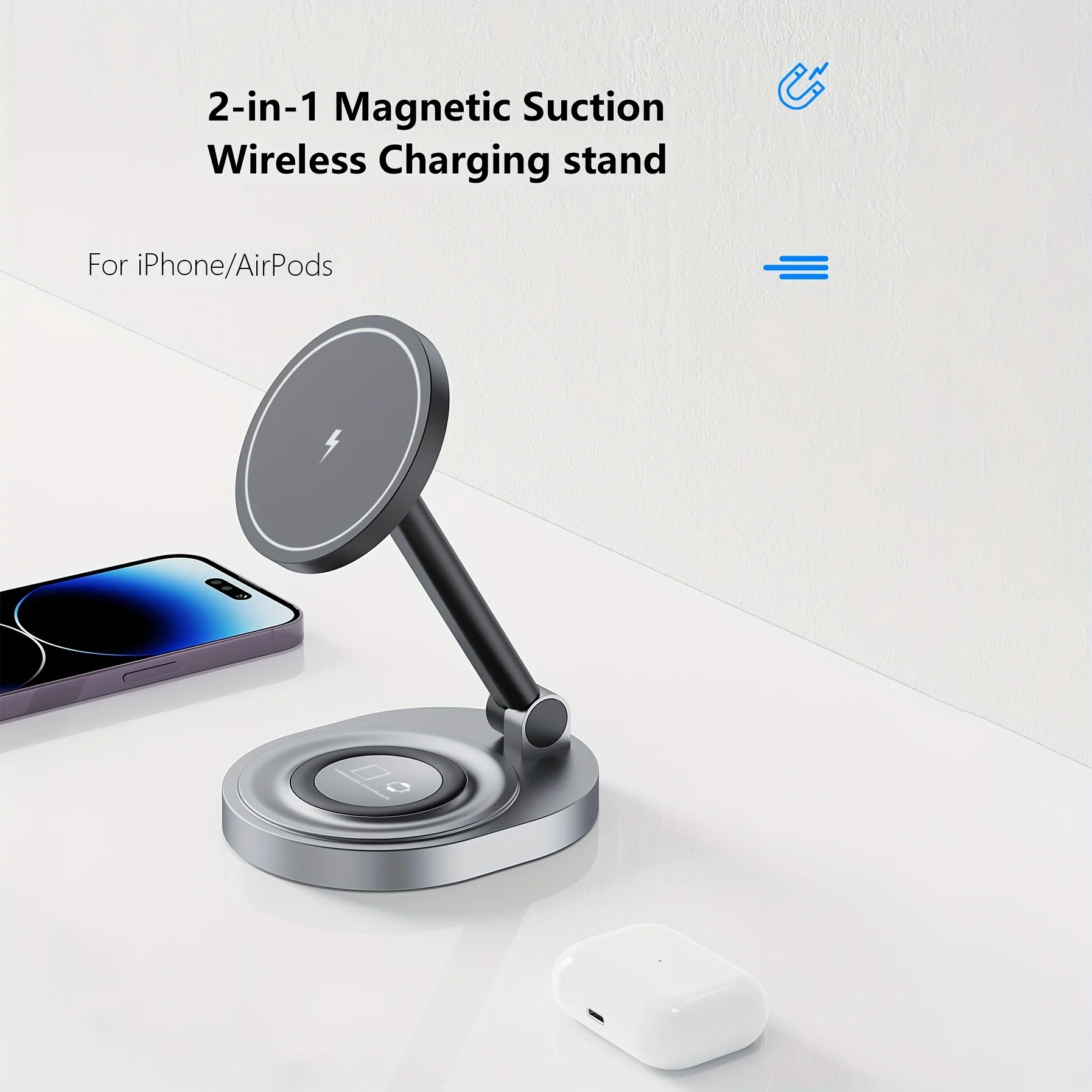 2 で 1 磁気ワイヤレス充電器スタンドパッド iPhone - Magnetic Charging Cable のレビューと価格