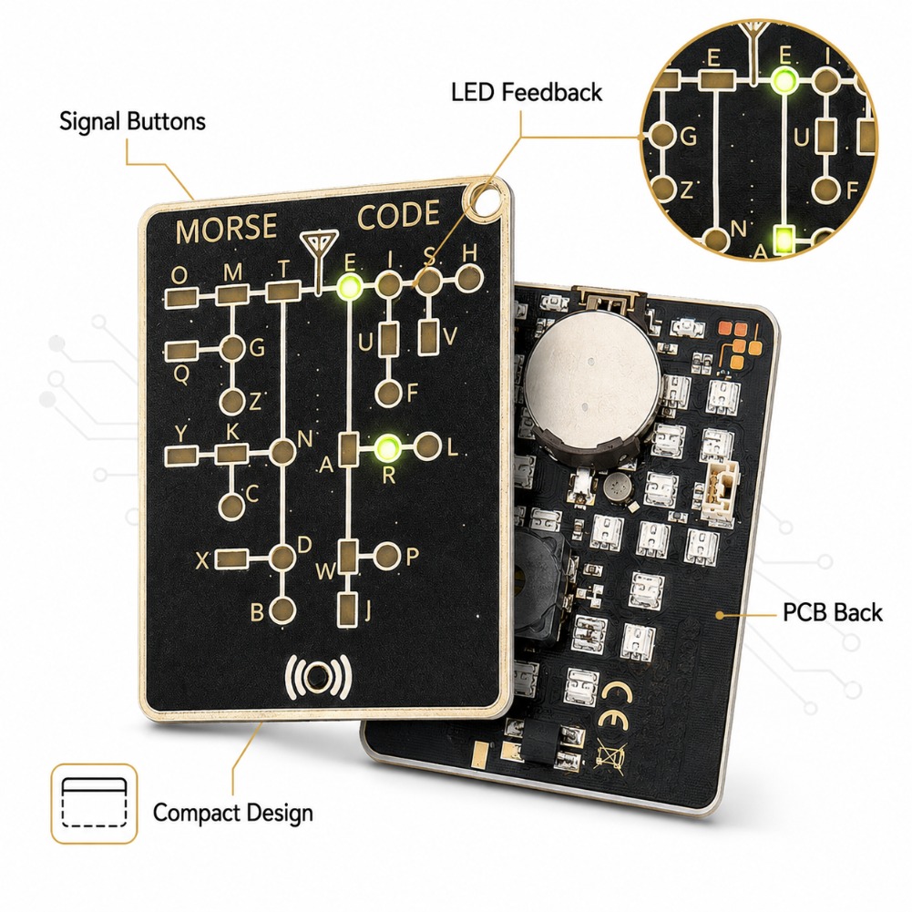 ポータブルモールス信号トレーナーカード LED 電子学習ツー - Electronics Gadgets For Gift のレビューと価格